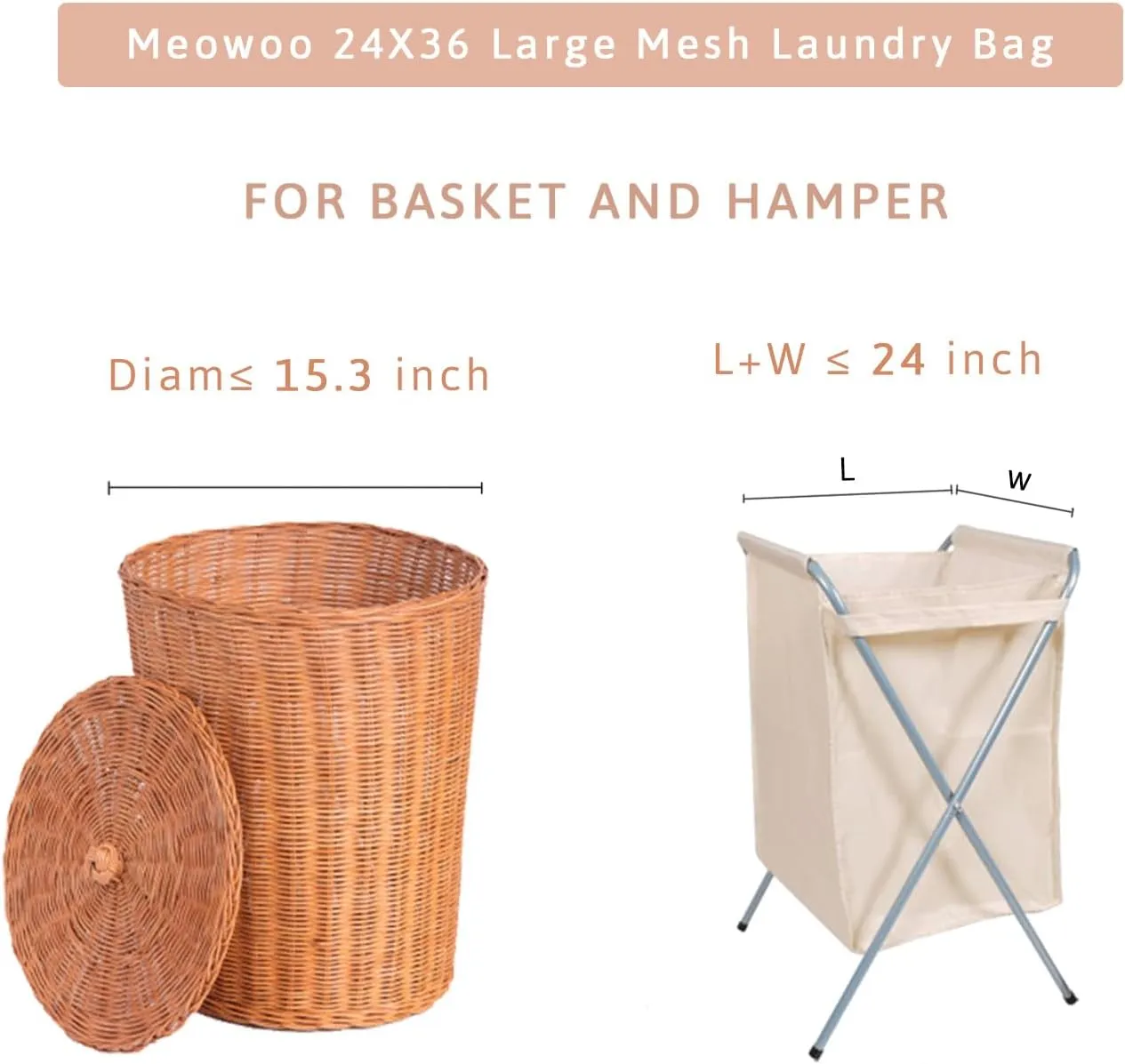 Large Mesh Laundry Bag, 24×36inch Heavy Duty Mesh Laundry Bags Drawstring Lockable, Laundry Hamper Liner, Machine Washable, for Travel,Storage, Sports Factories, Dorms, White 2pcs