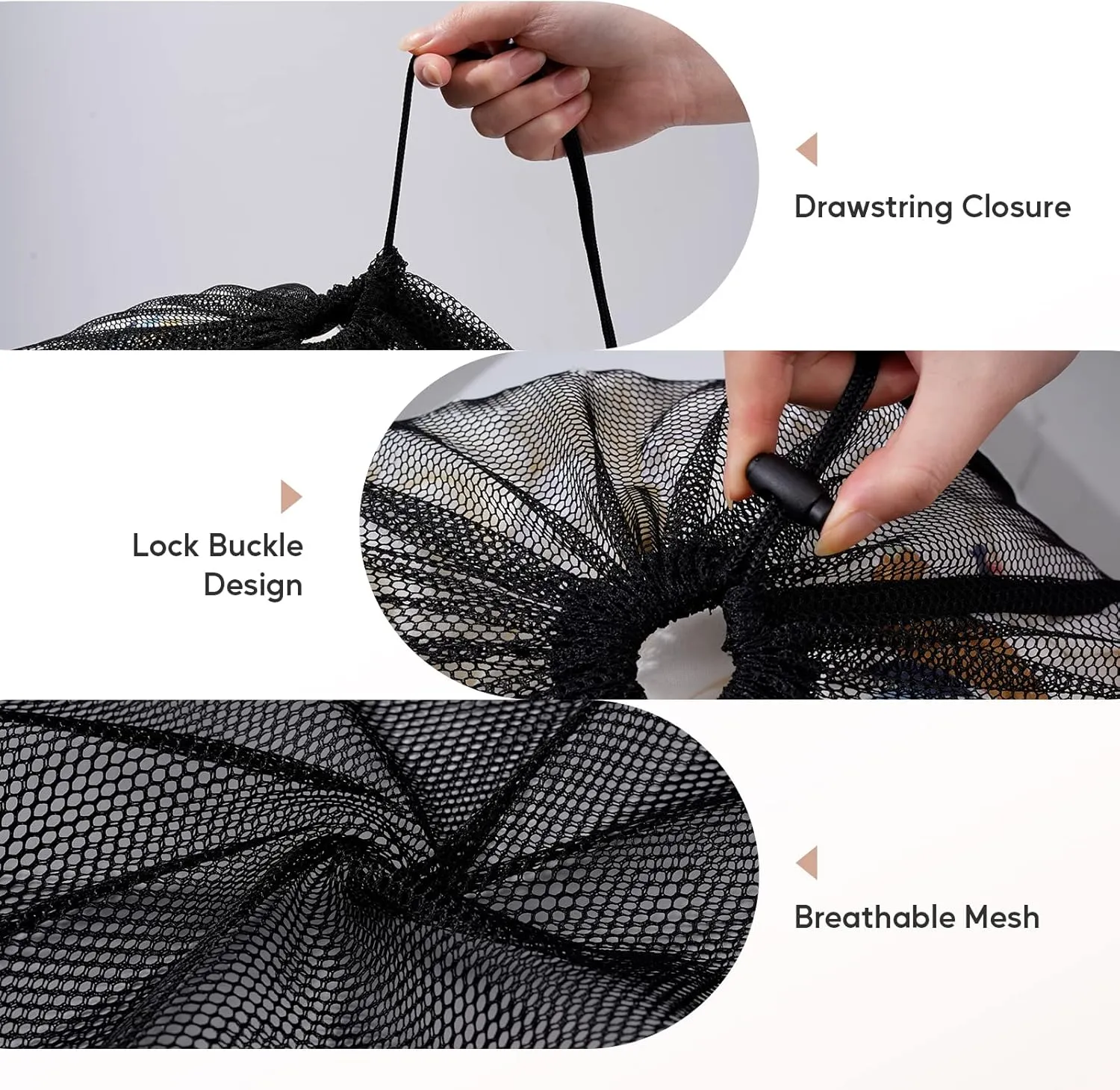 Large Mesh Laundry Bag, 27×36inch Heavy Duty Mesh Laundry Bags Drawstring Lockable, Laundry Hamper Liner, Machine Washable, for Travel,Storage, Sports Factories, Dorms, Black 4pcs