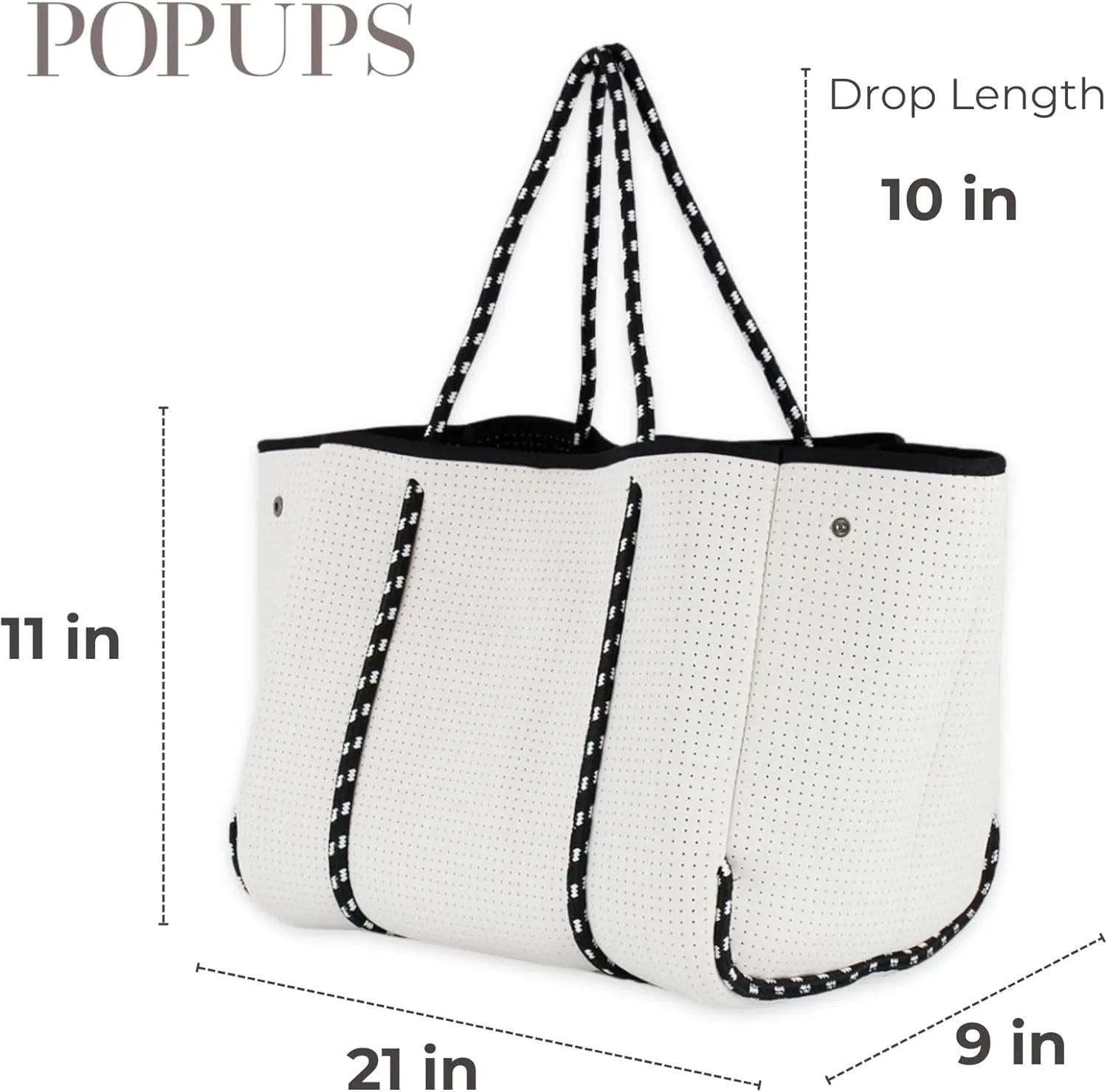 Large Neoprene Tote Bag for Women - Everyday Designer Handbag for Travel Work and Beach with Pockets and Zipper Pouch