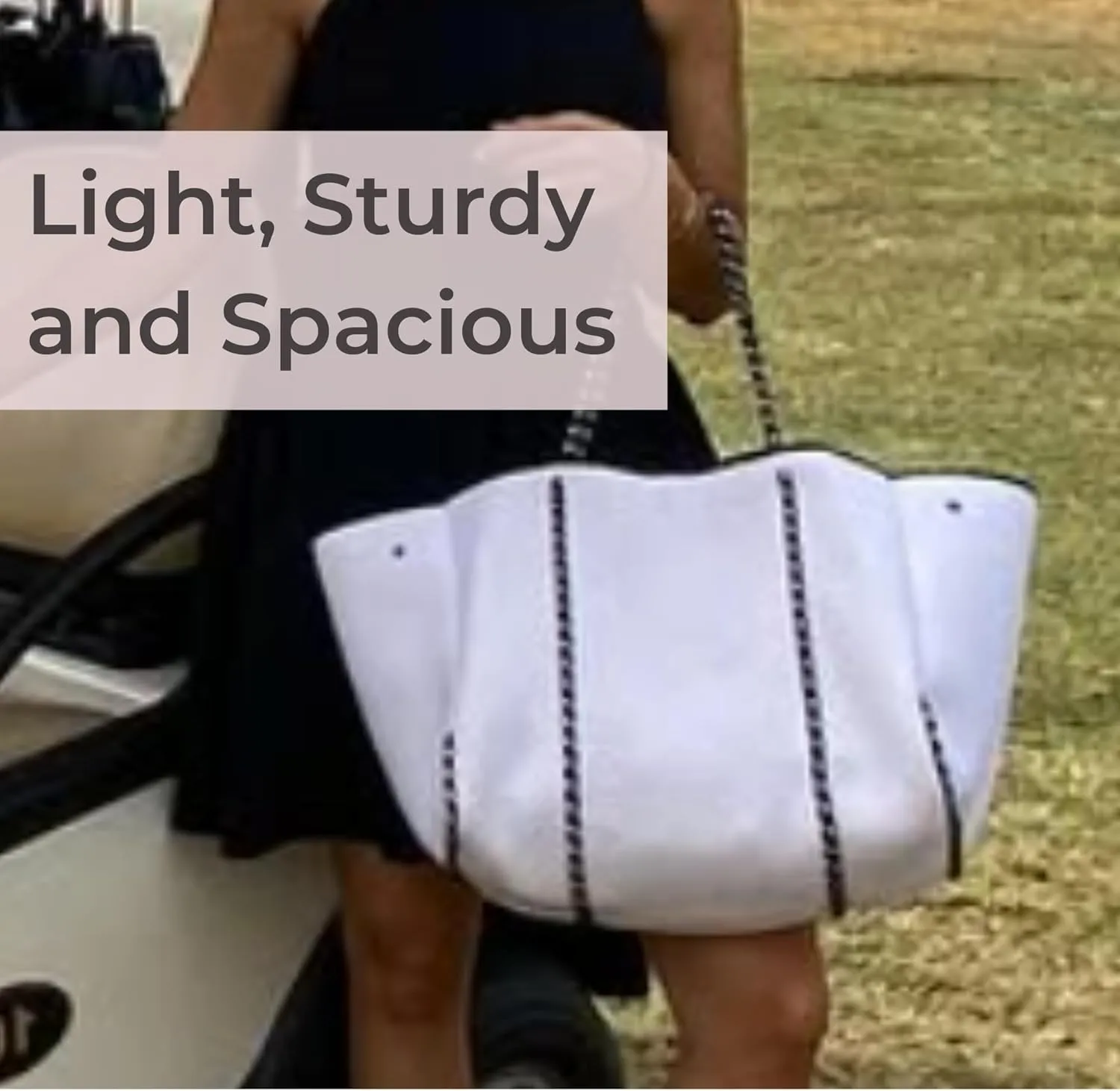 Large Neoprene Tote Bag for Women - Everyday Designer Handbag for Travel Work and Beach with Pockets and Zipper Pouch
