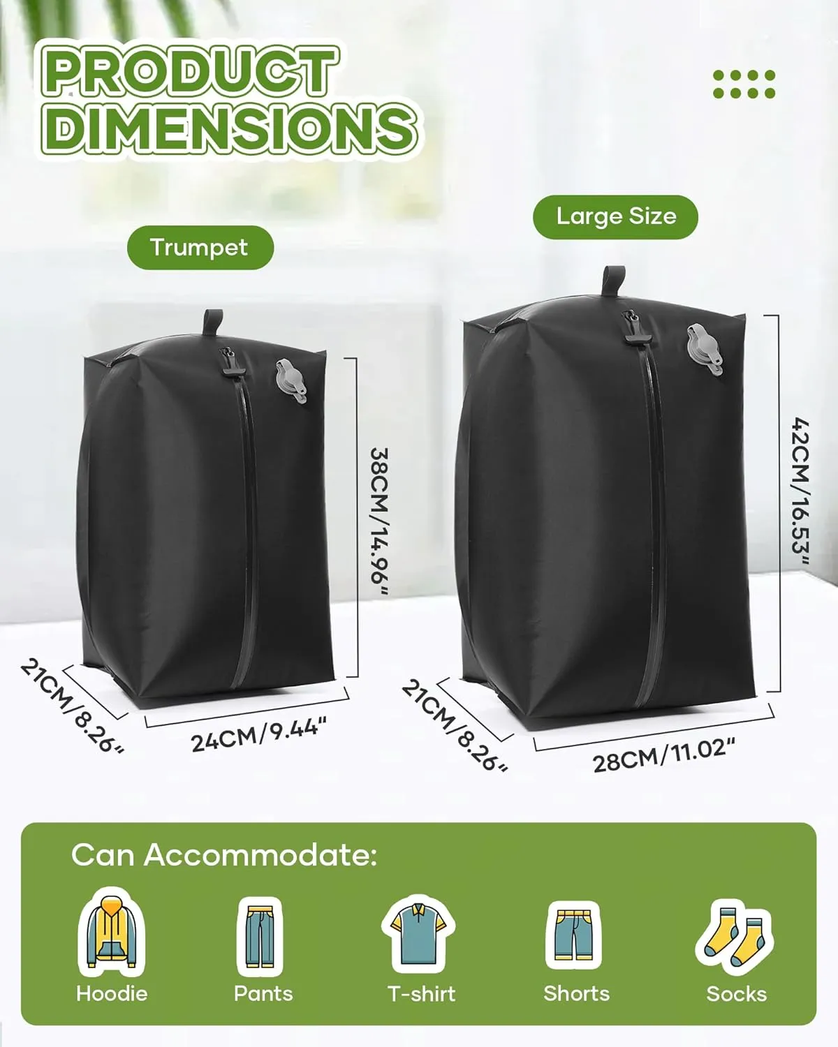 Large Travel Vacuum Bags for Luggage,Home Vacuum Storage Bags, Space Saver Seal Bag for Clothes（Black 1PC No Pump）24L