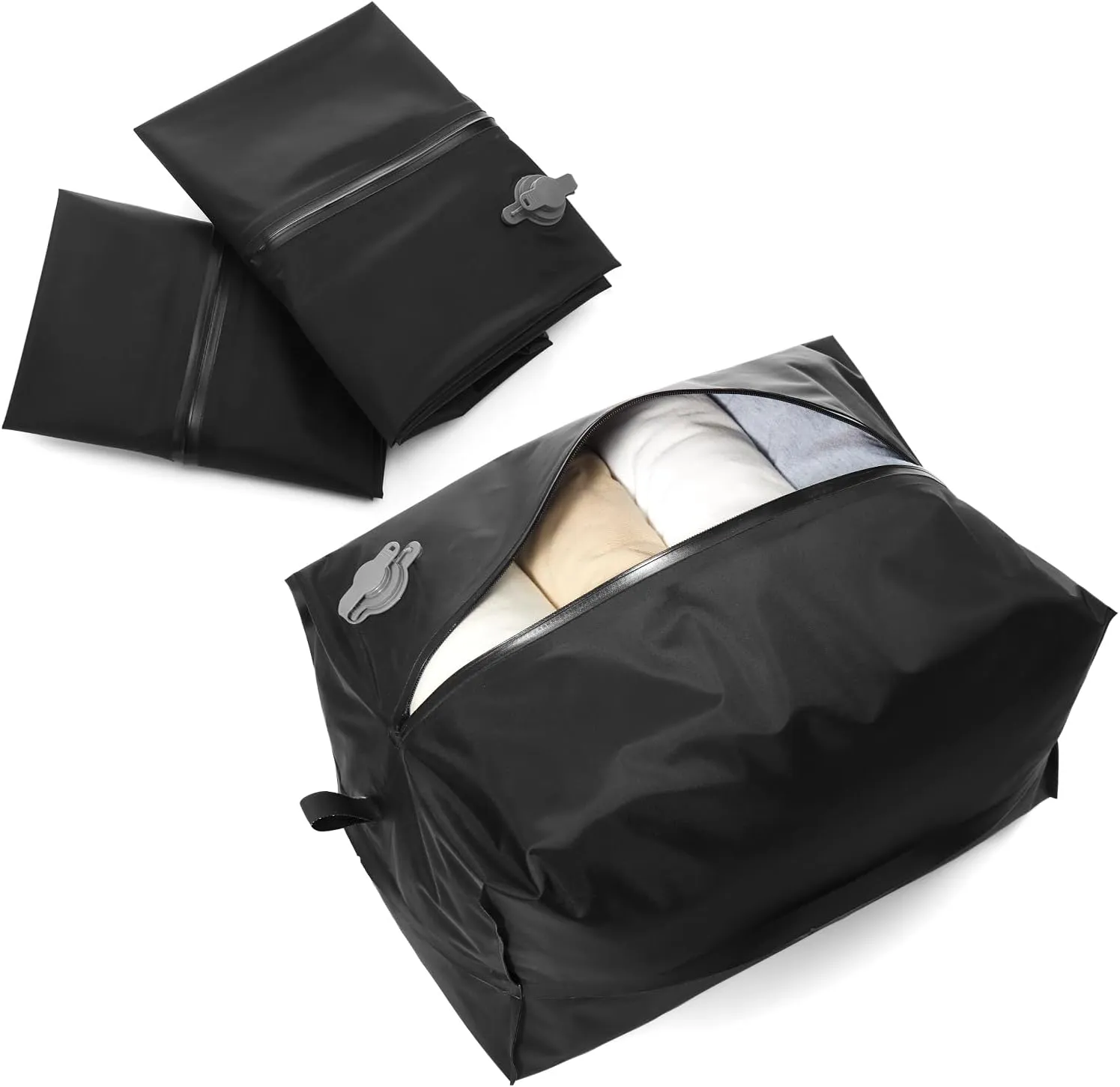 Large Travel Vacuum Bags for Luggage,Home Vacuum Storage Bags, Space Saver Seal Bag for Clothes（Black 1PC No Pump）24L