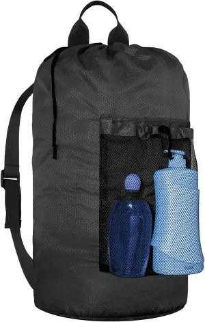 Laundry Bag Backpack Large Travel Laundry Bag with Mesh Pocket & Adjustable Shoulder Straps Portable Backpack Laundry Bag for College Dorm, Apartment, Grey