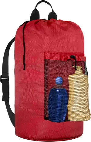 Laundry Bag Backpack Large Travel Laundry Bag with Mesh Pocket & Adjustable Shoulder Straps Portable Backpack Laundry Bag for College Dorm, Apartment, Red
