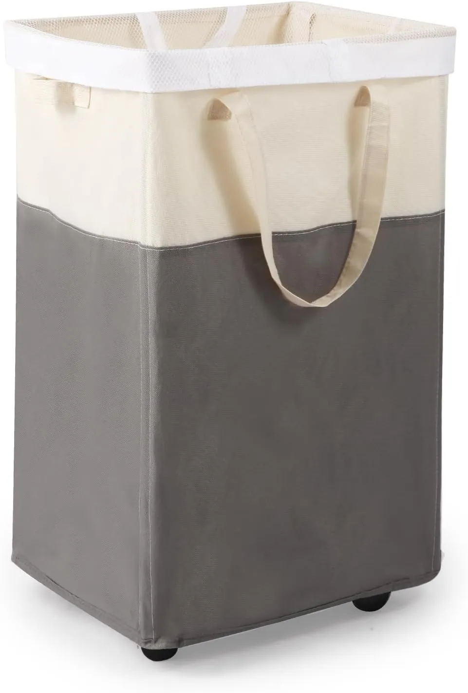 Laundry Basket with Wheels, 90L Large Collapsible Laundry Baskets, Foldable Rolling Laundry Hamper with Removable Wash Bag for Laundry, Clothes Storage, Tall Laundry Basket with Handles Grey