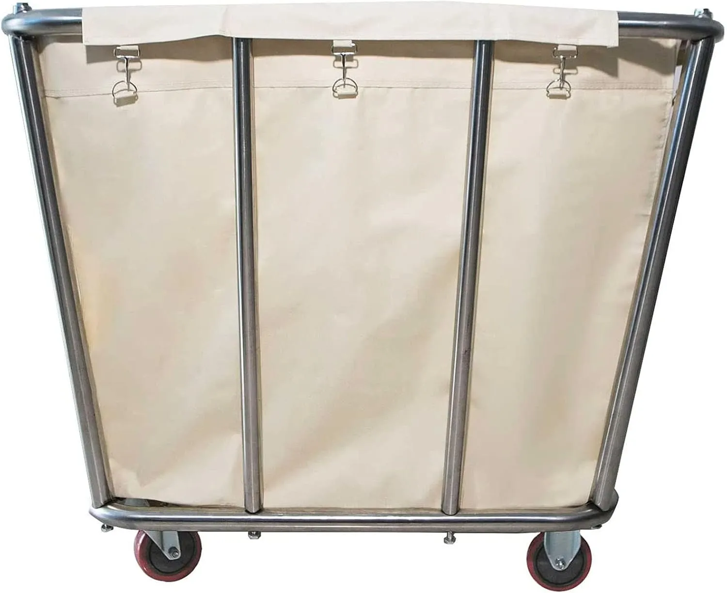 Laundry Cart with Wheels,10 Bushel Commercial Large Heavy Duty Laundry Industrial Stainless Steel Canvas Cart,Storage Laundry Basket Hamper,260 Lbs Load Capability(Color:Beige)