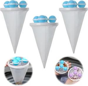 Laundry Hair Catcher, 2025 New Floating Hair Filtering Mesh Removal Pet Hair Remover for Laundry Reusable Washer Hair Catcher Hair Filter Bag Lint Catcher for Washing Machine (Blue, 3pcs)