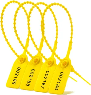 Leadseals(R) 1000 Plastic Tamper Seals, Zip Ties for Fire Extinguishers Pull Tite Security Tags Numbered Disposable Self-Locking Tie 250mm Length (Yellow)