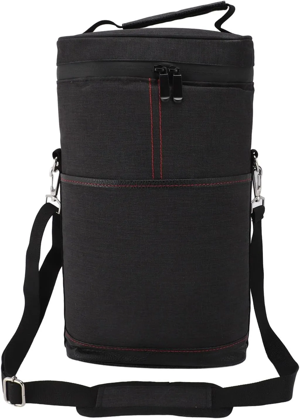 Leakproof Insulated Padded 2 Bottle Wine Cooler Bag with Handle and Adjustable Shoulder Strap for Travel Wine Tasting Parties Picnics Camping (Black)