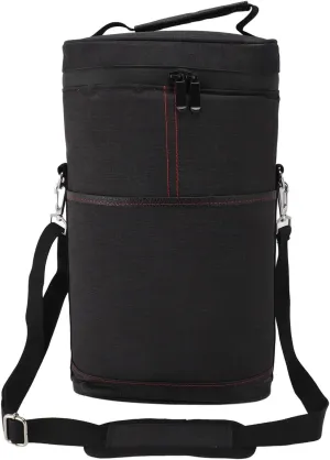 Leakproof Insulated Padded 2 Bottle Wine Cooler Bag with Handle and Adjustable Shoulder Strap for Travel Wine Tasting Parties Picnics Camping (Black)