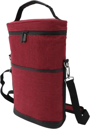 Leakproof Insulated Padded 2 Bottle Wine Cooler Bag with Handle and Adjustable Shoulder Strap for Travel Wine Tasting Parties Picnics Camping (Red)