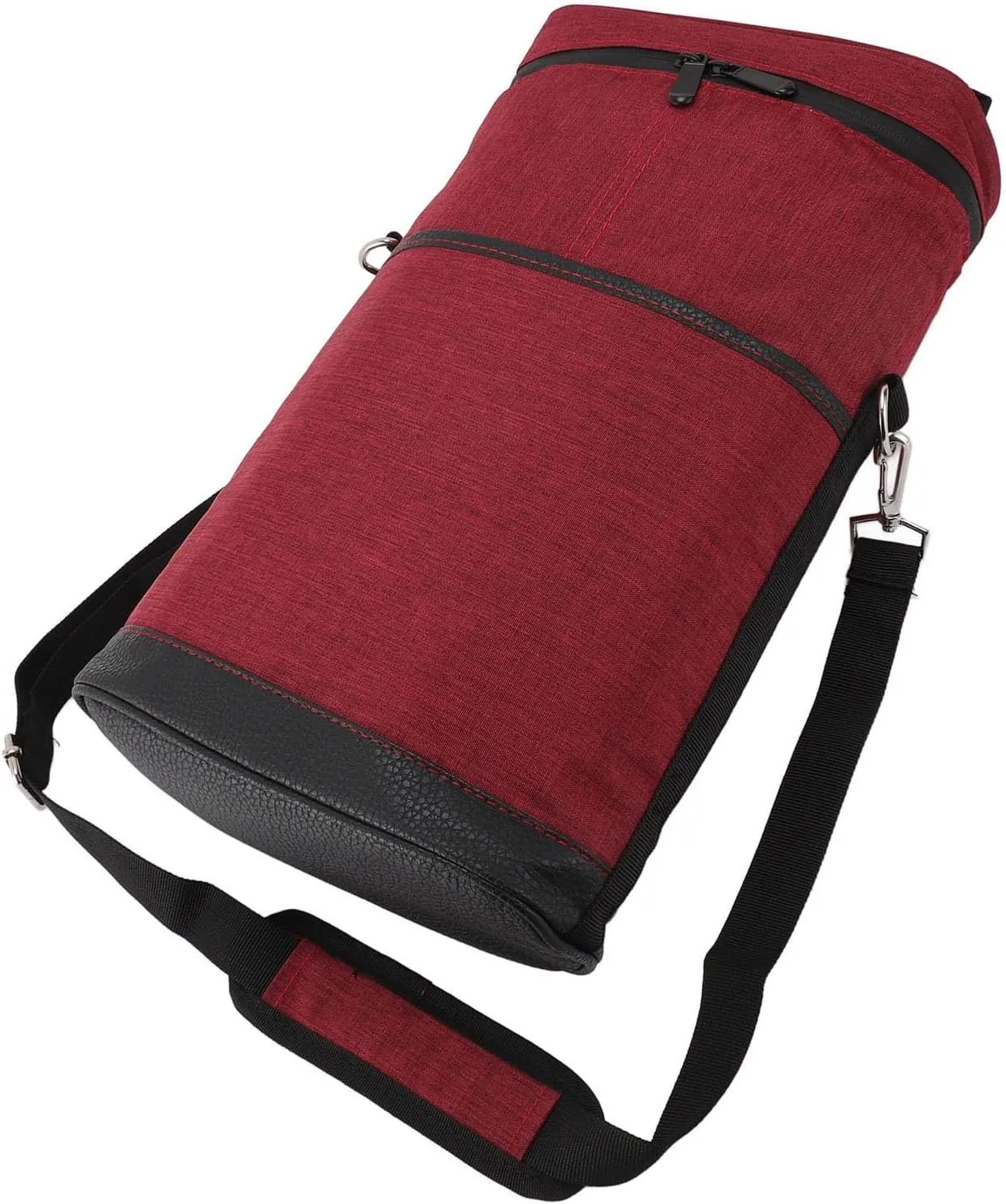 Leakproof Insulated Padded 2 Bottle Wine Cooler Bag with Handle and Adjustable Shoulder Strap for Travel Wine Tasting Parties Picnics Camping (Red)