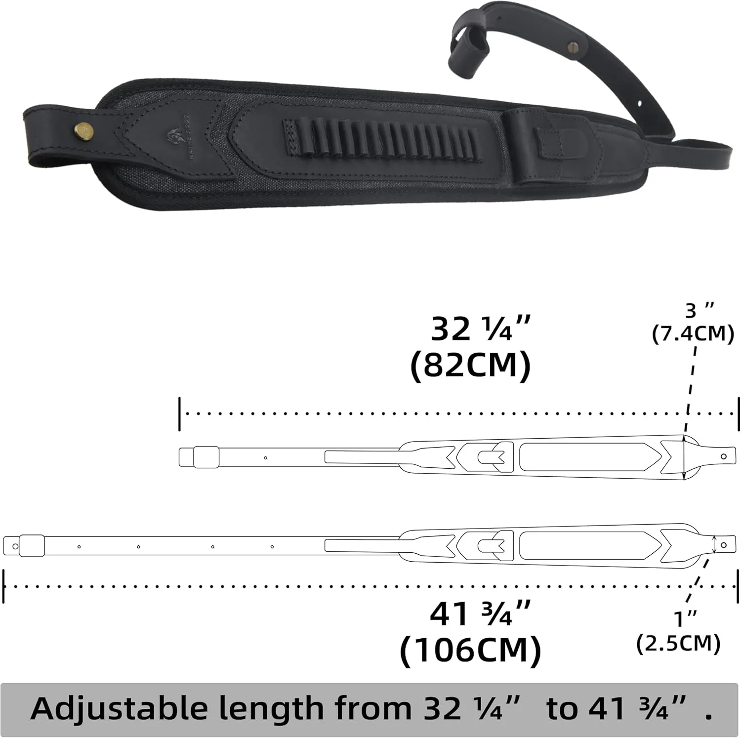 Leather Canvas Shell Holder Rifle Strap, Adjustable Gun Ammo Sling for .308 .45-70 .30-30 .357 .22LR 12GA