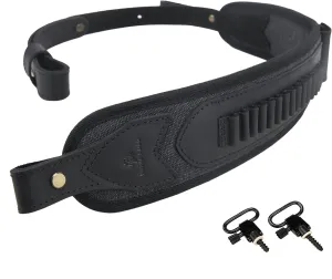Leather Canvas Shell Holder Rifle Strap, Adjustable Gun Ammo Sling for .308 .45-70 .30-30 .357 .22LR 12GA