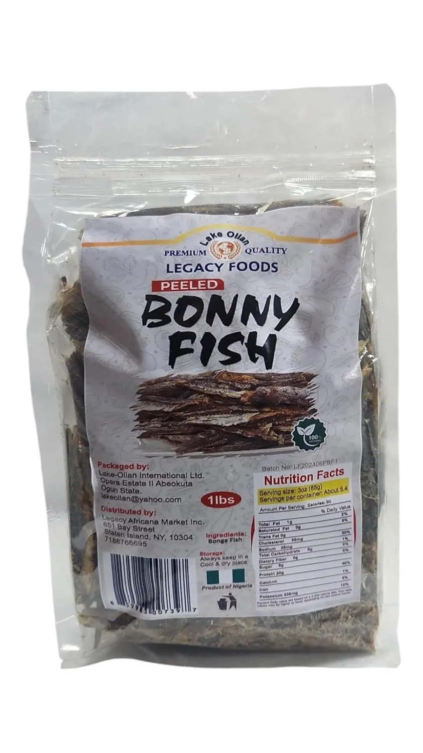Legacy Foods Peeled Bonny Fish (Bonga Fish) (1lbs)