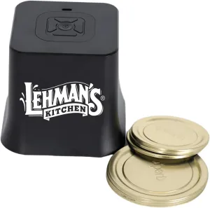 Lehman's Mason Jar Vacuum Sealer, Cordless, Easy One-Touch Operation, Extends Freshness, Includes 6 Canning Lids (3 Wide-Mouth, 3 Regular-Mouth), Rechargeable Battery, Ideal for Food Storage