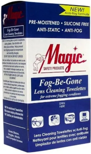 Lens Cleaning Fog-Be-Gone Towelettes 100 Per Box by Magic Safety - MS93160
