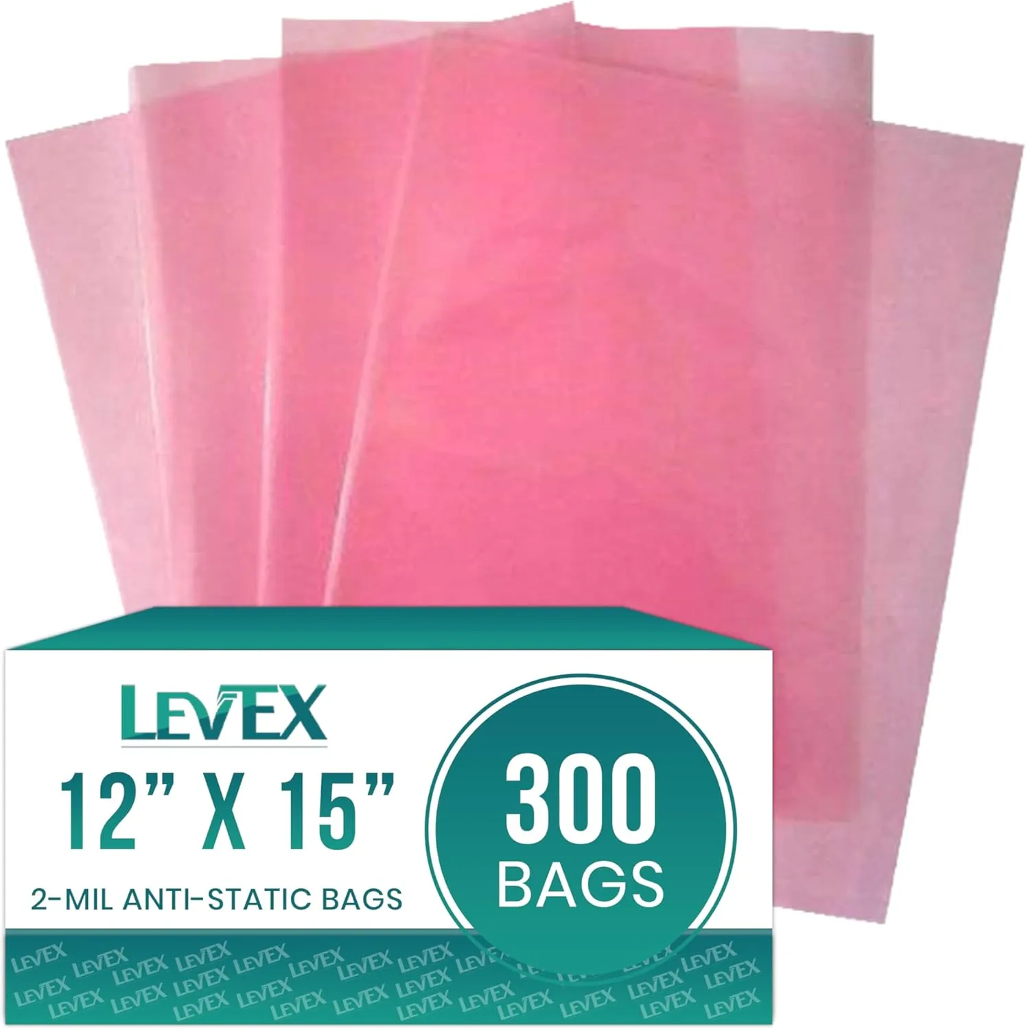 Levex - 12" x 15" (300 Count) 2 Mil Flat Open End Top Anti Static Plastic Poly Bags, Heat Sealable Bags for Travel, Storage, Electronics, Packaging & Shipping