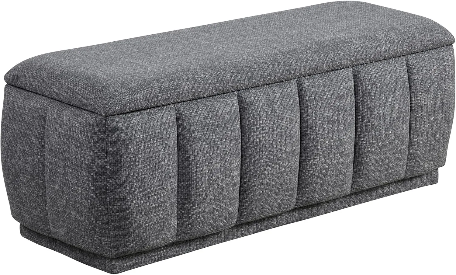 Lexicon Textured Fabric Storage Bench, Upholstered Rectangle Entryway Bench, Modern Storage Chest for Entryway/Living Room/Bedroom, Gray