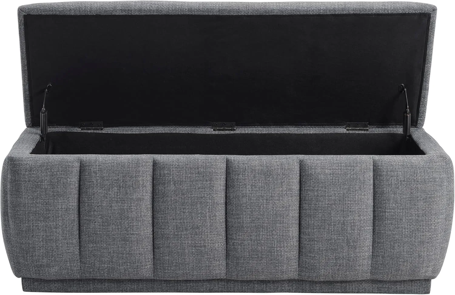 Lexicon Textured Fabric Storage Bench, Upholstered Rectangle Entryway Bench, Modern Storage Chest for Entryway/Living Room/Bedroom, Gray