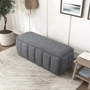 Lexicon Textured Fabric Storage Bench, Upholstered Rectangle Entryway Bench, Modern Storage Chest for Entryway/Living Room/Bedroom, Gray