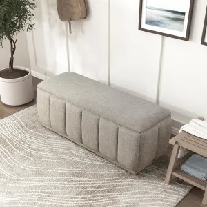 Lexicon Textured Fabric Storage Bench, Upholstered Rectangle Entryway Bench, Modern Storage Chest for Entryway/Living Room/Bedroom, Taupe