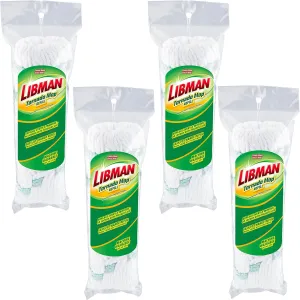 Libman Tornado 4 Self Wring Cotton Refills | Machine Washable Mop Heads | Direct Replacement for Tornado Mop