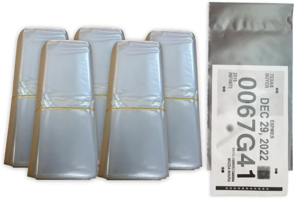 License Plate Temporary Tag Plastic Bags (500 Bags Total) (5 Pack)