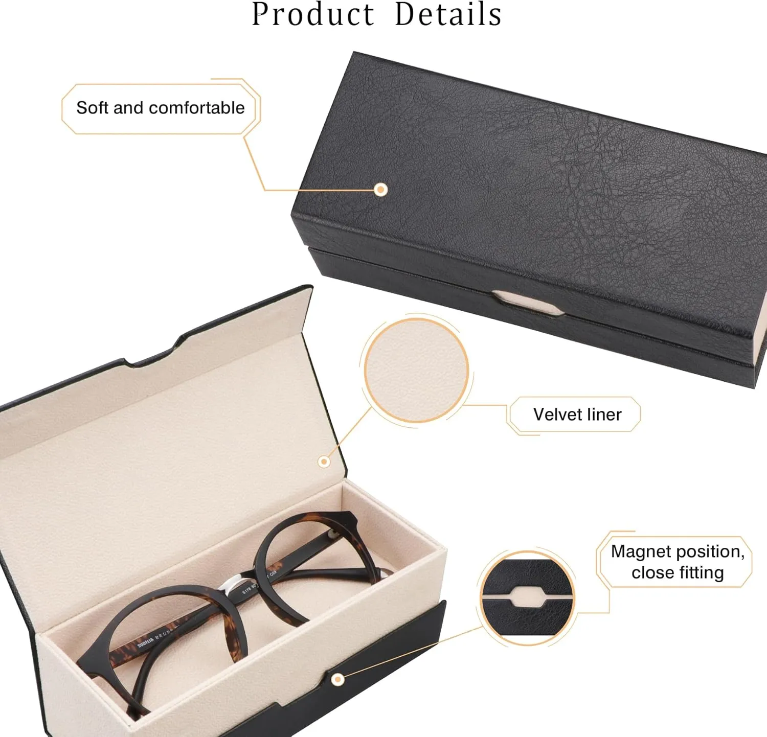 LifeArt Eyeglass Case Hard Shell, Portable Sunglass Case, Fashionable PU Leather Eyeglass Case, Lightweight