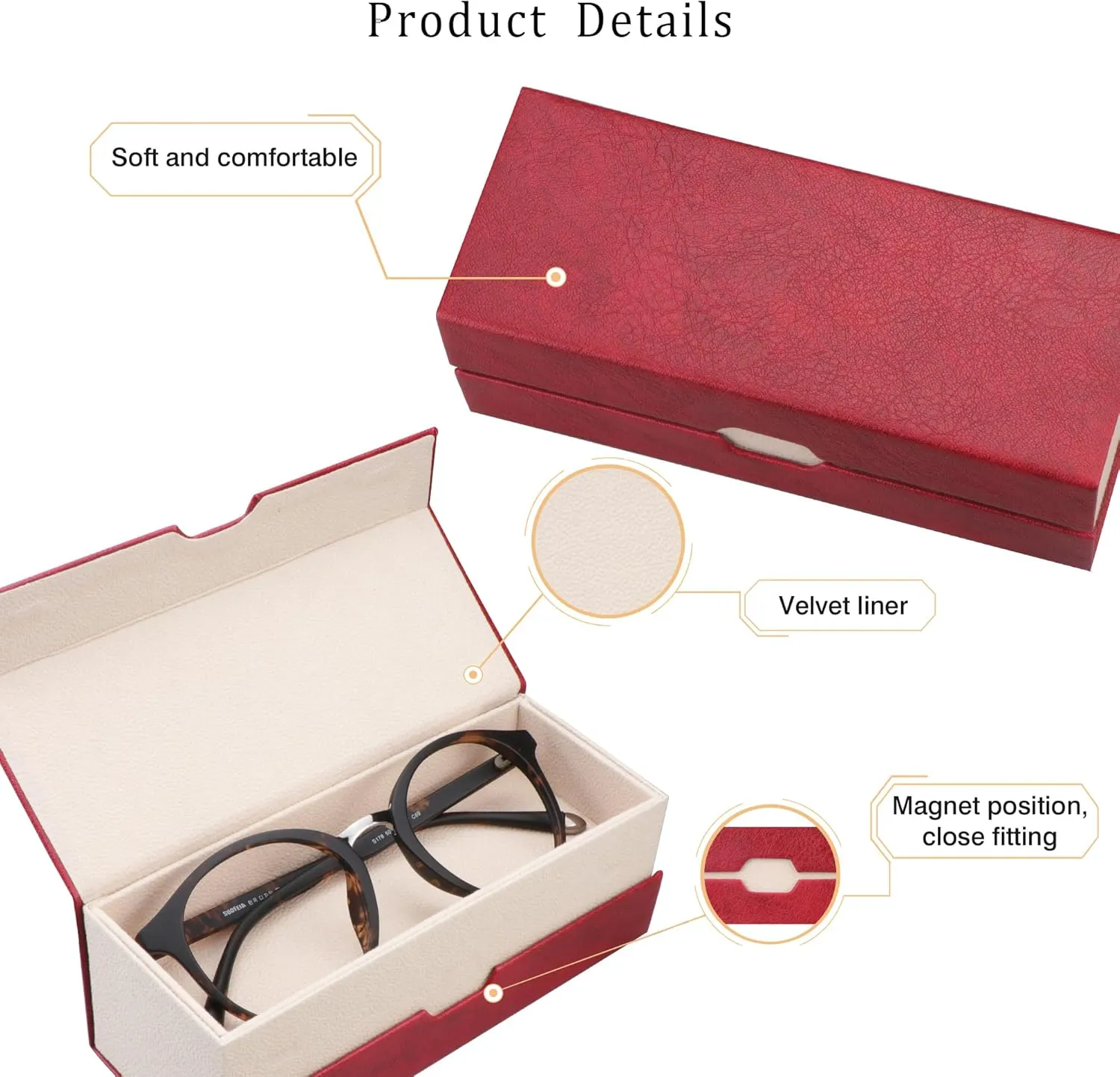 LifeArt Eyeglass Case Hard Shell, Portable Sunglass Case, Fashionable PU Leather Eyeglass Case, Lightweight