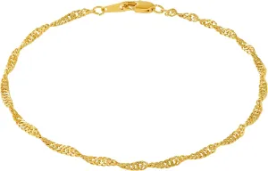 LIFETIME JEWELRY Womens Gold Anklet 24k Real Gold Plated 2mm Whisper Chain Ankle Bracelets