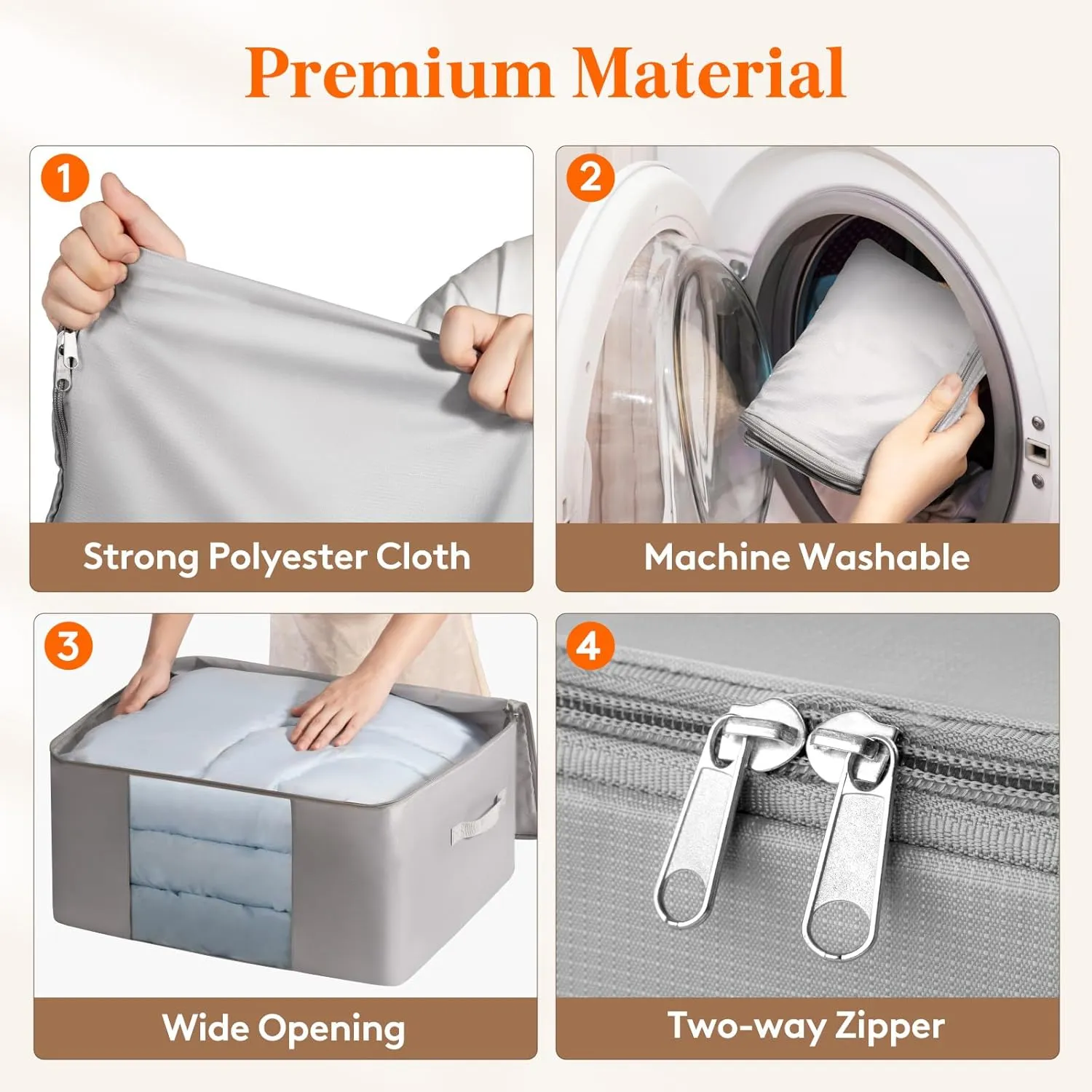 Lifewit 4 Pack Comforter Storage Bags, Folable Blanket Storage, Fabric Clothes Organizer Storage Containers with Zippers for King/Queen Comforters, Pillows, Blankets, Bedding, Quilt, Duvet, 60L