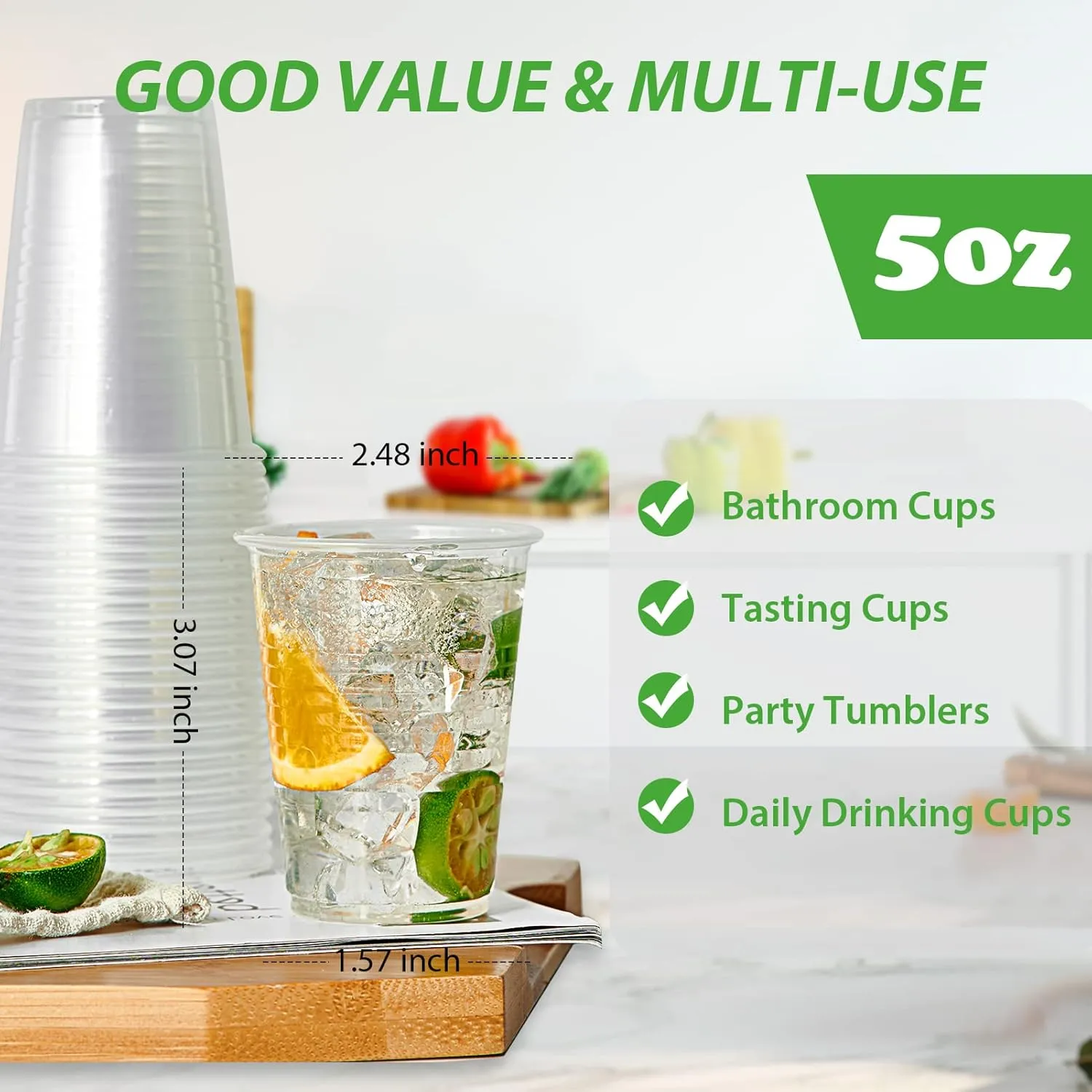 Lilymicky 500 Pack 5 oz Clear Plastic Cups, Small Disposable Drinking Cups, Clear Beverage Tumbler for Tasting, Drinking and Party
