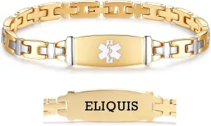 LinnaLove Lady Medical Alert id Bracelets-Stainless Steel Medical Bracelets for Women-7.5"