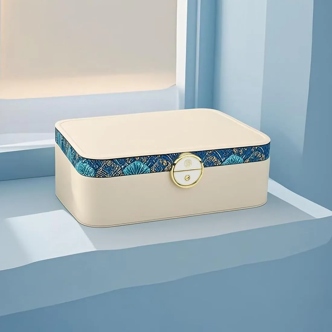 Lockable jewelry box, double-layer jewelry storage box, jewelry storage box, jewelry organizers and storage，large jewelry boxes, jewelry holder. (white)