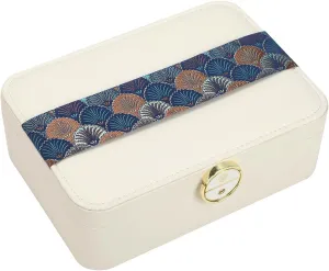 Lockable jewelry box, double-layer jewelry storage box,jewelry storage，Store large and small jewelry hair accessories, modern style. (Blue and White)