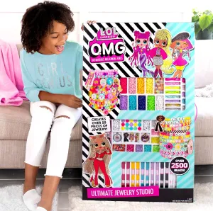 L.O.L. Surprise! O.M.G. Double Feature Ultimate Jewelry Studio, Over 2500 Beads, Create 50  Pieces of Jewelry Doll Charms, Alphabet Beads & Stickers, Bead Kit for Kids Ages 6, 7, 8, 9