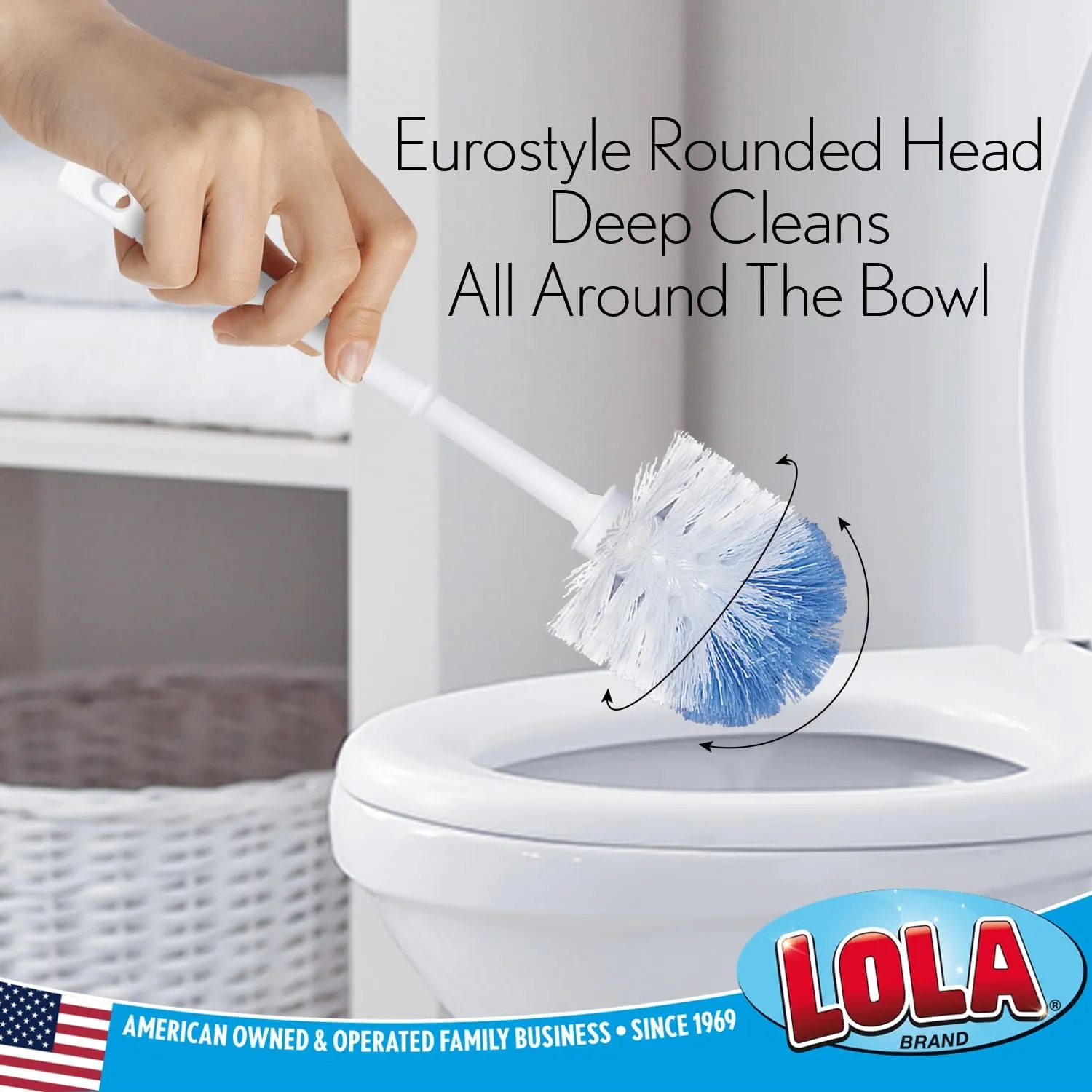 Lola Products “Classic” Toilet Brush, Durable Fiber Stiff Bristles, Bathroom Toilet Bowl Cleaner, Compact Size, Non-Scratch, Long-Lasting - 6 Pack