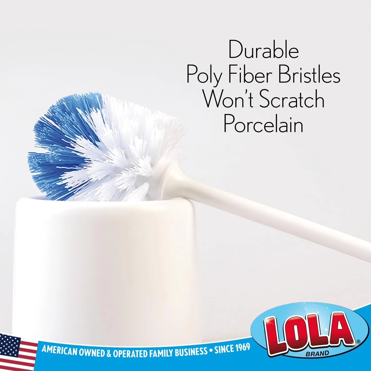 Lola Products “Classic” Toilet Brush, Durable Fiber Stiff Bristles, Bathroom Toilet Bowl Cleaner, Compact Size, Non-Scratch, Long-Lasting - 6 Pack