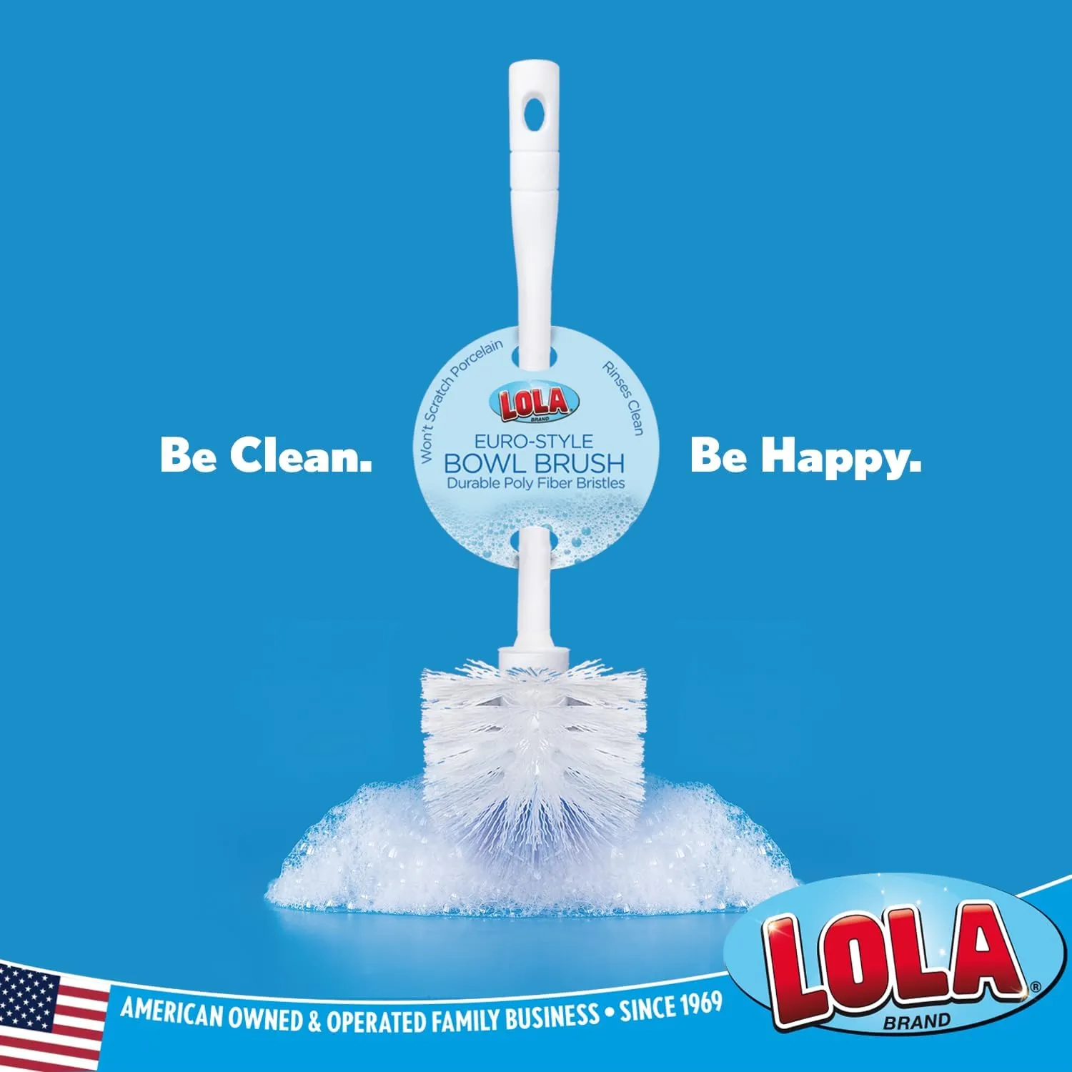 Lola Products “Classic” Toilet Brush, Durable Fiber Stiff Bristles, Bathroom Toilet Bowl Cleaner, Compact Size, Non-Scratch, Long-Lasting - 6 Pack