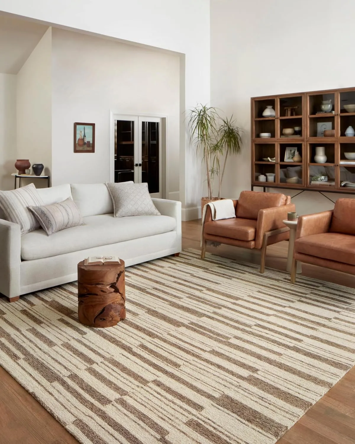 Loloi Chris Loves Julia x Polly Collection POL-04 Beige/Tobacco 2'-0" x 5'-0" Accent Rug