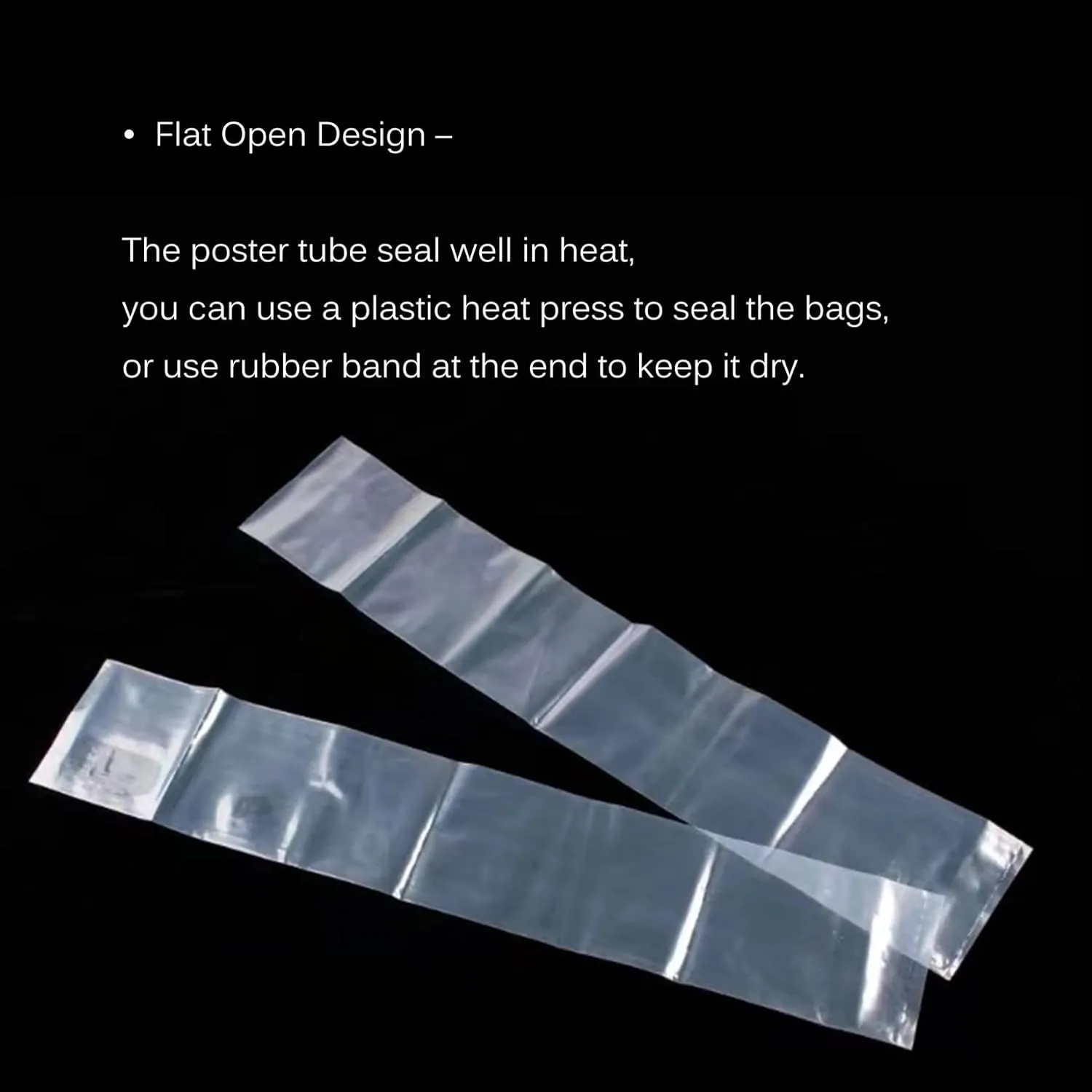 Long Plastic sleeves 14x40 Inch 50 Pack Poster Poly Bags, 2 Mil Clear Flat Open Blueprint Storage Poster Tube for Large Narrow Items, Waterproof