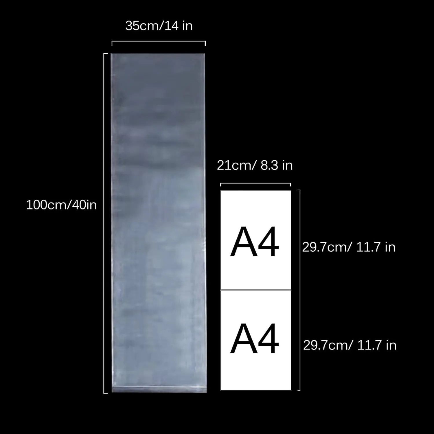 Long Plastic sleeves 14x40 Inch 50 Pack Poster Poly Bags, 2 Mil Clear Flat Open Blueprint Storage Poster Tube for Large Narrow Items, Waterproof