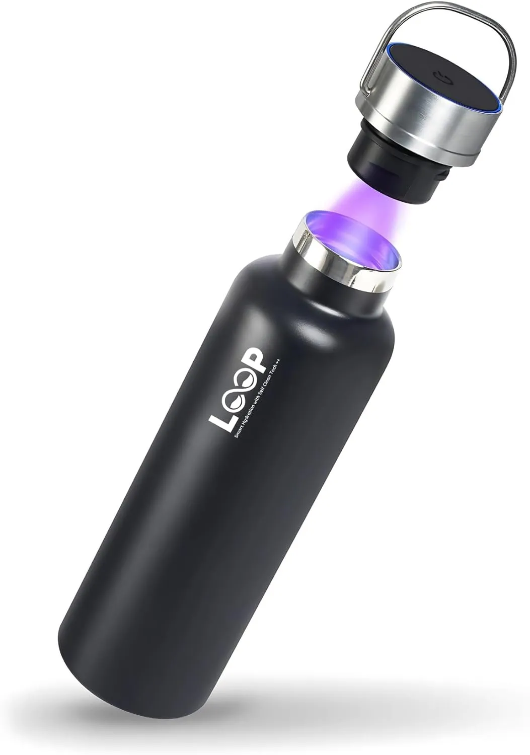 LOOP Explorer 25oz - Innovative Self-Cleaning & Vacuum Insulated Rechargeable Stainless Steel Water Bottle with UV Self-Clean Tech | Sustainable & Reusable | Wide Mouth & Travel-Friendly | Luxe Black