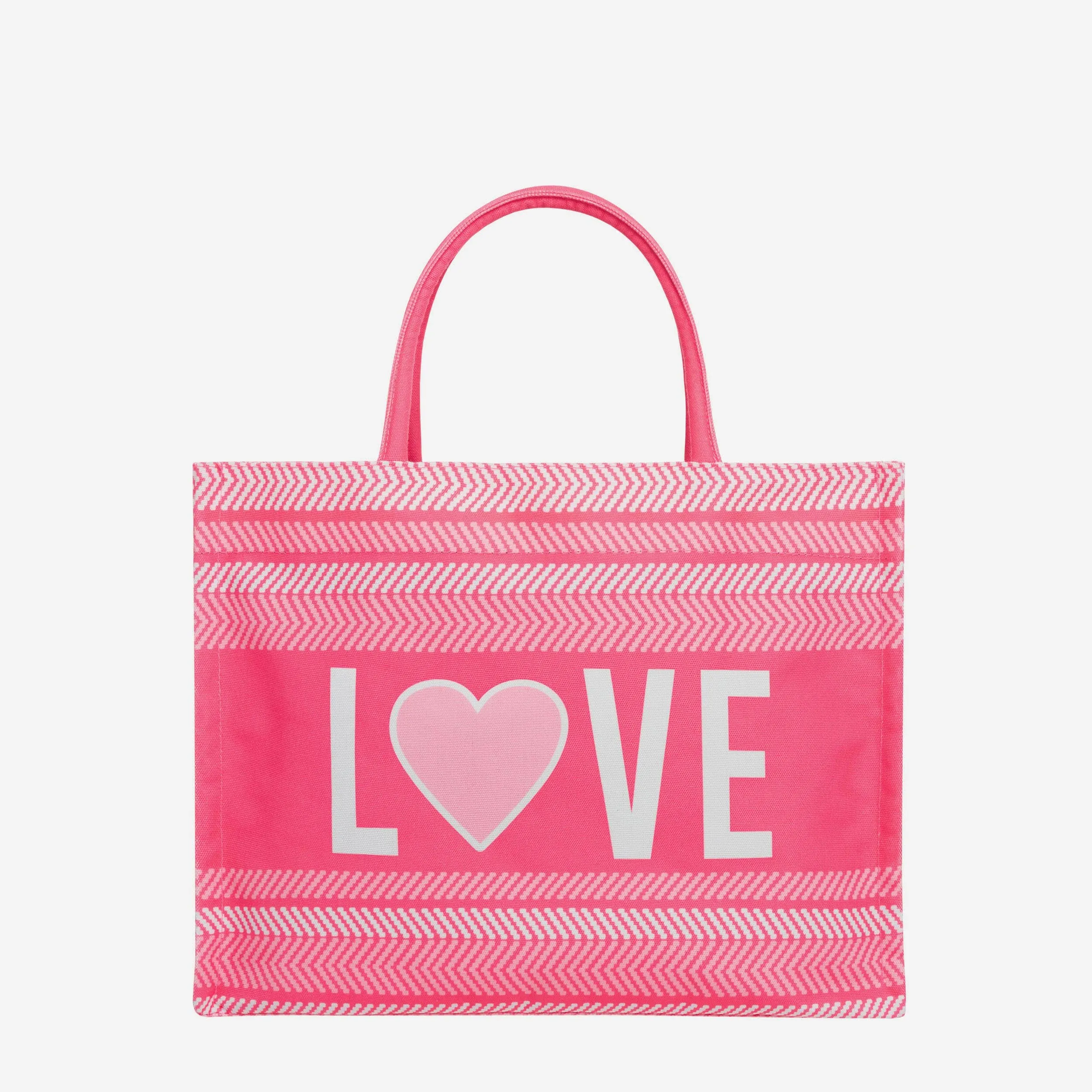 Love Print Stitch Pattern Canvas Tote Bag
