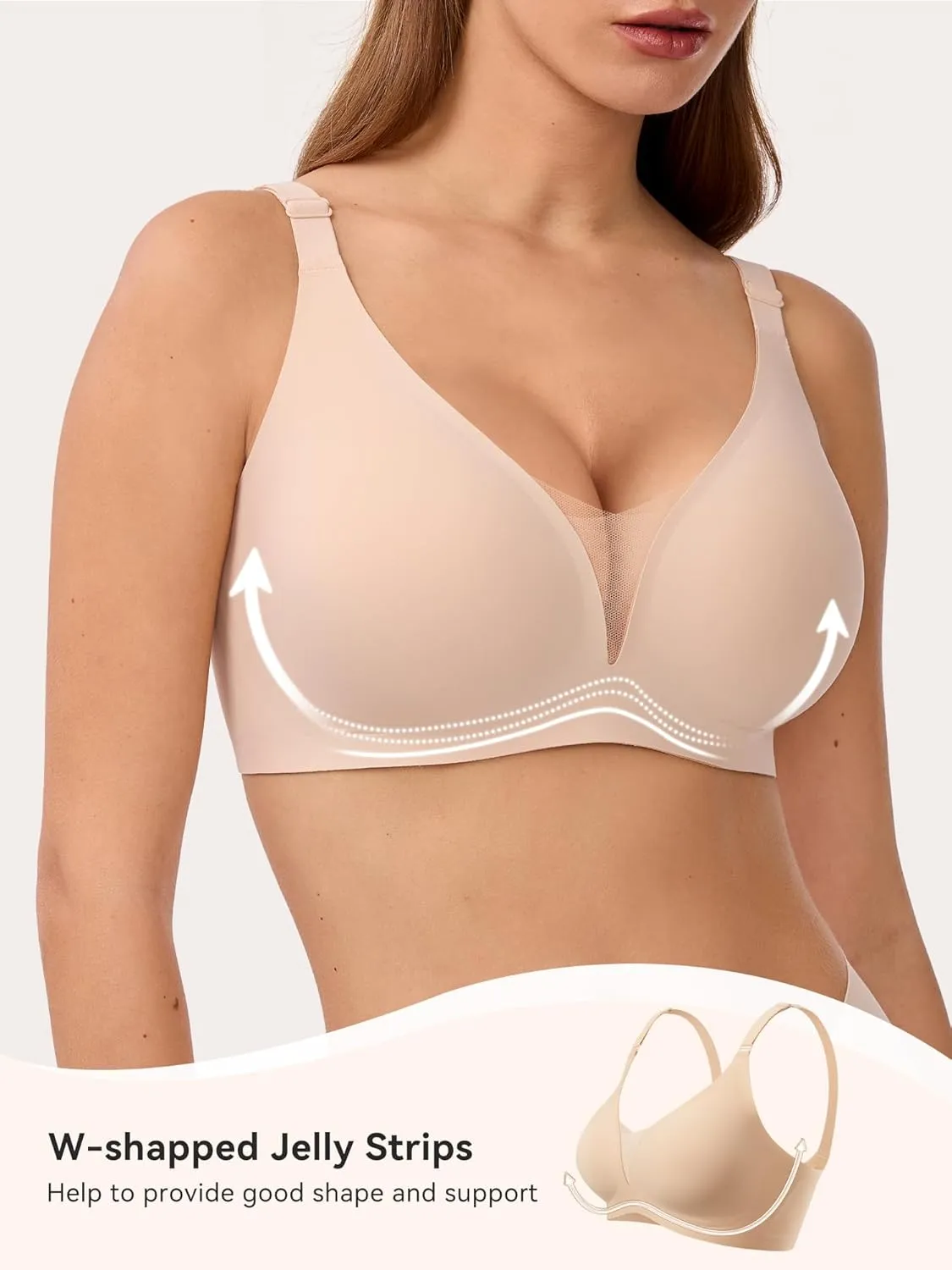 LUCKMEEY Bras for Women No Underwire Deep V Wireless Bra Push Up Seamless Bras Full Coverage Bralettes Everyday Bras