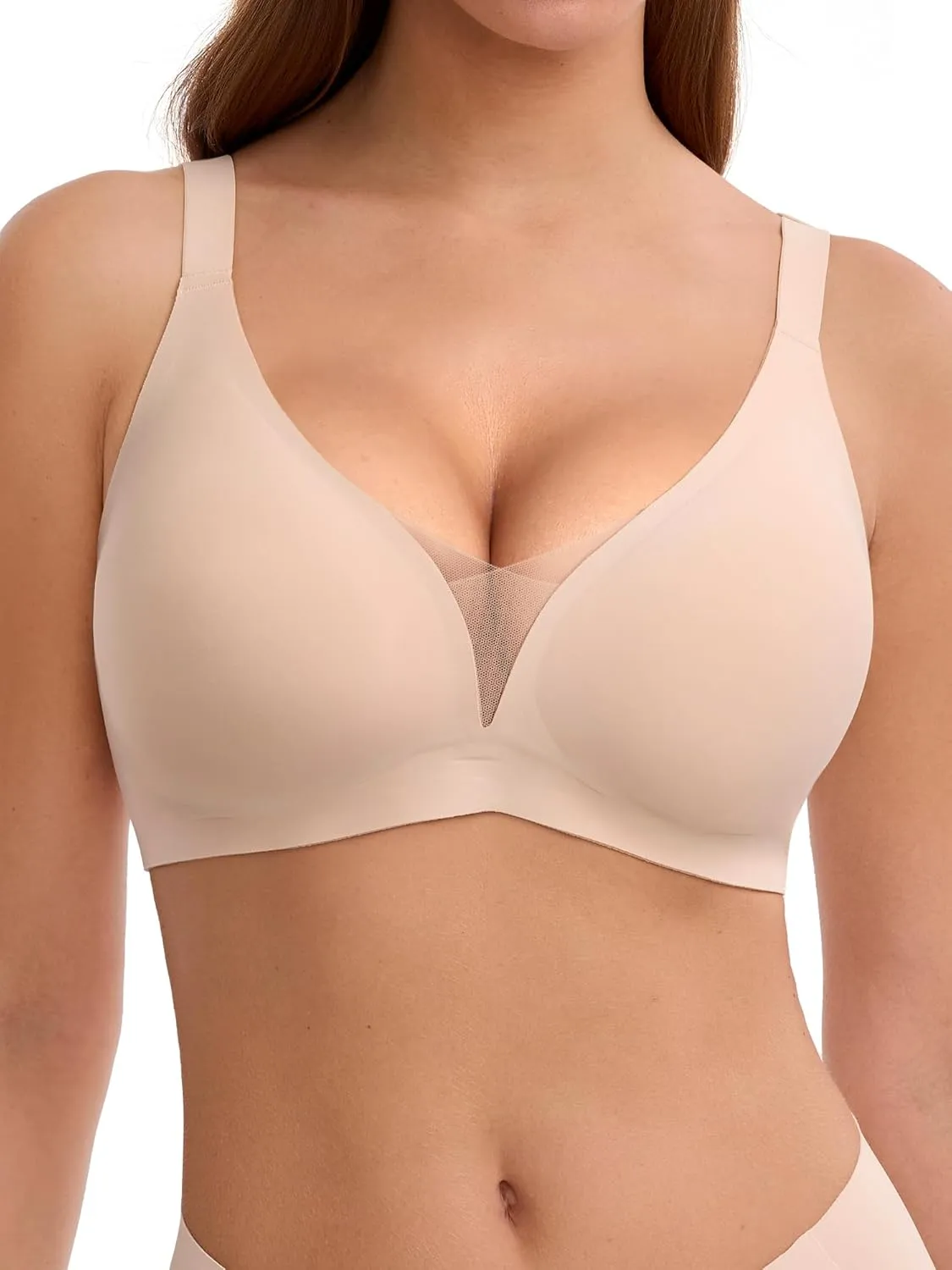LUCKMEEY Bras for Women No Underwire Deep V Wireless Bra Push Up Seamless Bras Full Coverage Bralettes Everyday Bras