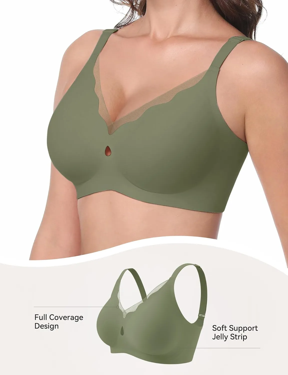 LUCKMEEY Bras for Women No Underwire Wireless Mesh Seamless T-Shirt Bra Full Coverage Push up Comfortable Everyday Bra