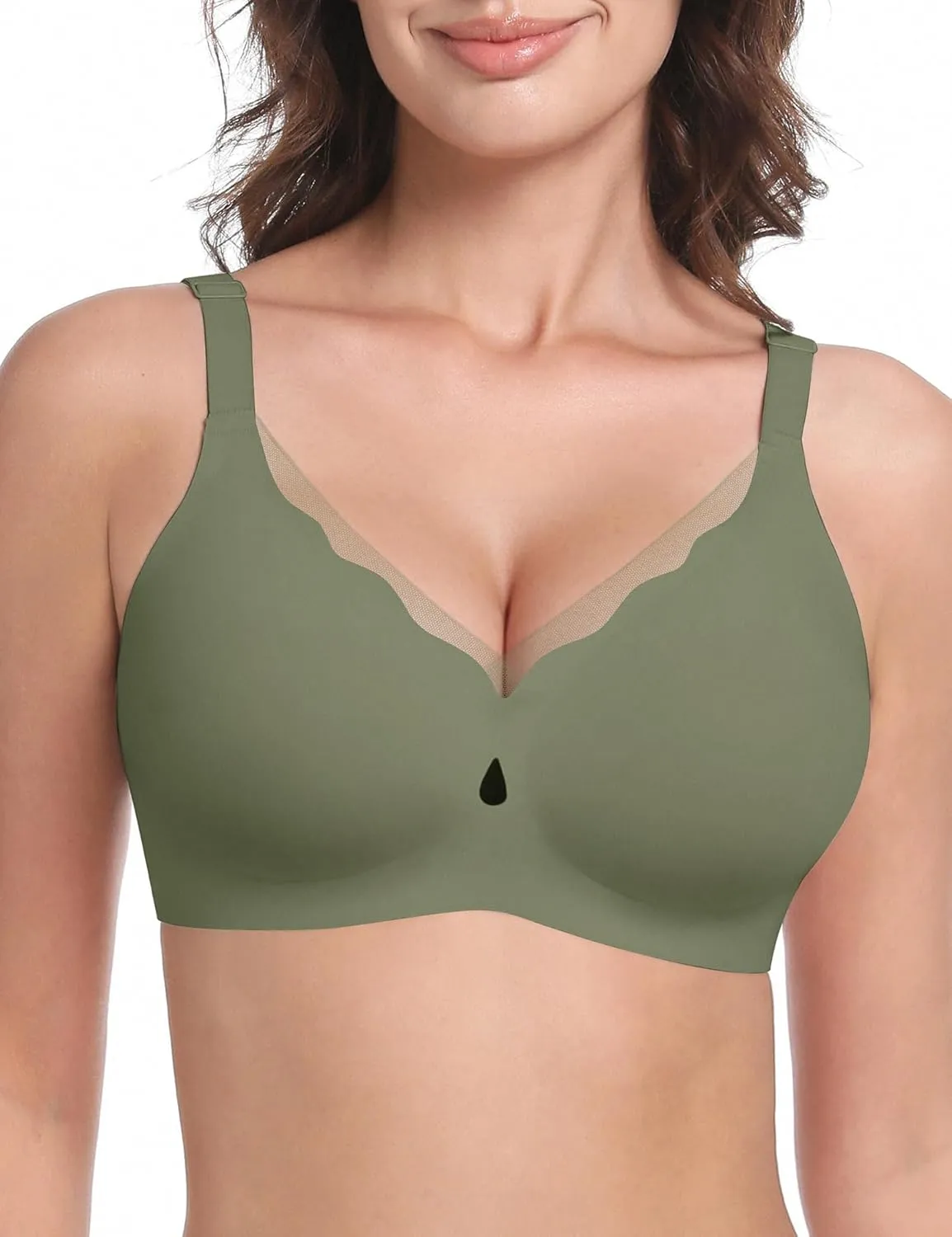 LUCKMEEY Bras for Women No Underwire Wireless Mesh Seamless T-Shirt Bra Full Coverage Push up Comfortable Everyday Bra
