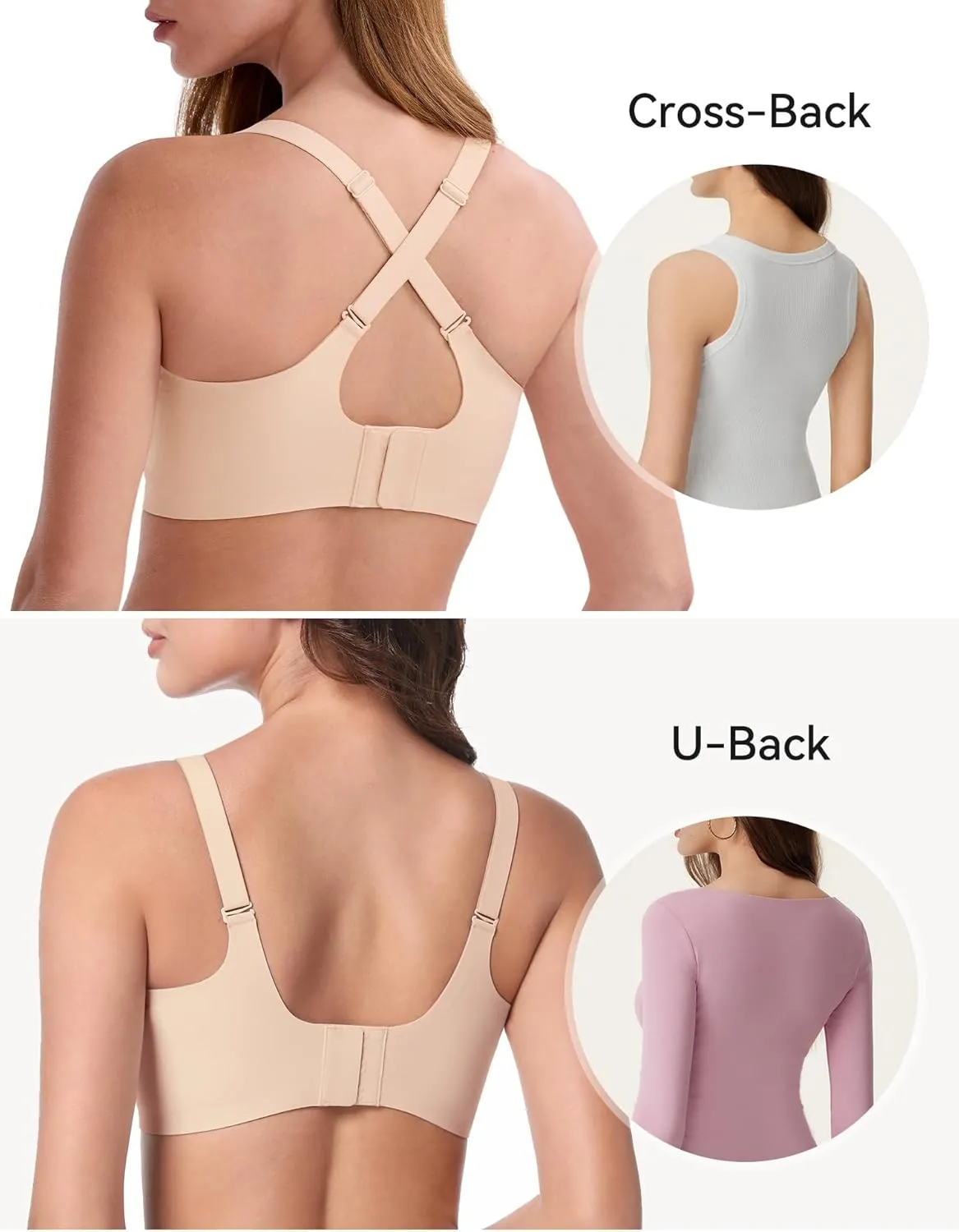 LUCKMEEY Bras for Women No Underwire Wireless Mesh Seamless T-Shirt Bra Full Coverage Push up Comfortable Everyday Bra